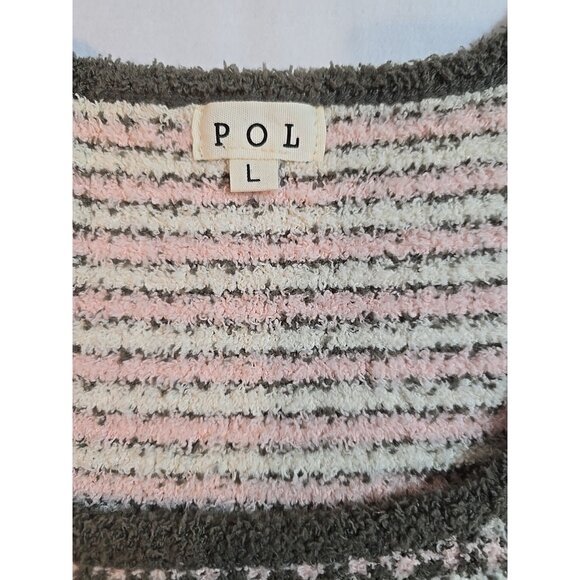 POL cropped top knit stretch gray pink white size L - Picture 6 of 15